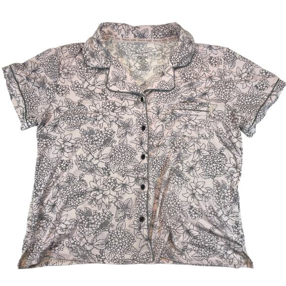 Thalia Sodi Women's XL Pink Floral Pajama Set Short Sleeve Button Up Long Pants - Picture 2 of 9